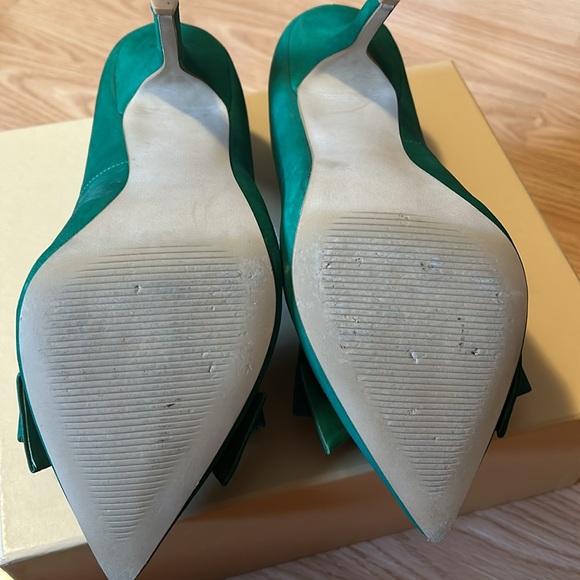JustFab Luxe Fairfield Green Suede Leather Heels, Size 7.5/38 - Picture 6 of 9